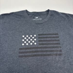 Greyson Large Gray American Flag Wolf Pattern Crenwneck Short Sleeve T-Shirt